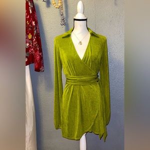 Princess Polly Green slinky long sleeved dress